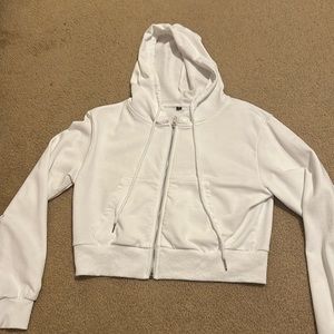 Cropped white hoodie